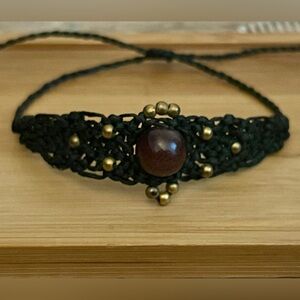New Gorgeous Boho Black & Deep Red Macrame Bracelet